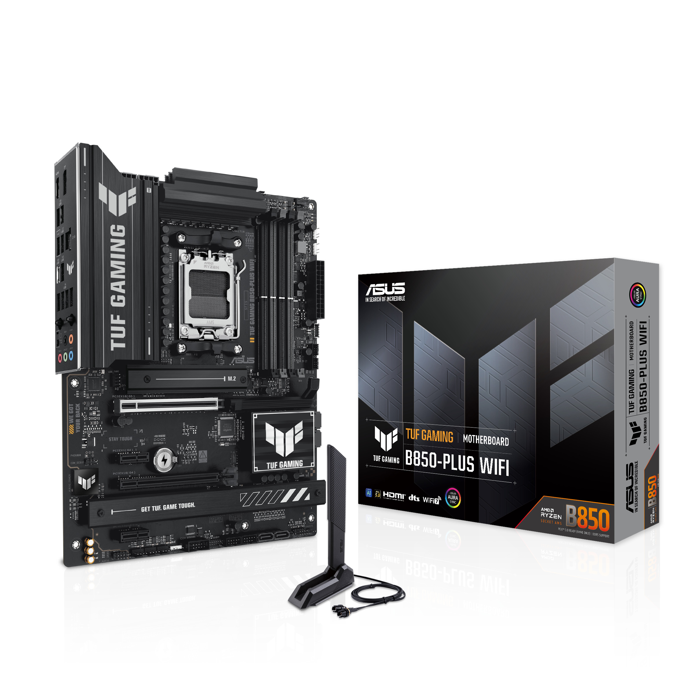  B850 ATX Motherboard: AM5 Socket For AMD Ryzen 7000/8000/9000 Series Processors<BR>4x DDR5, 4x SATA 6Gb/s, PCIe 5.0, 1x M.2 Gen5 + 2x M.2 Gen4, USB 3.2, 2.5GbE LAN, Wi-Fi 7 + Bluetooth 5.4, Realtek ALC1220P Audio, 1xHDMI/ 1xDP  